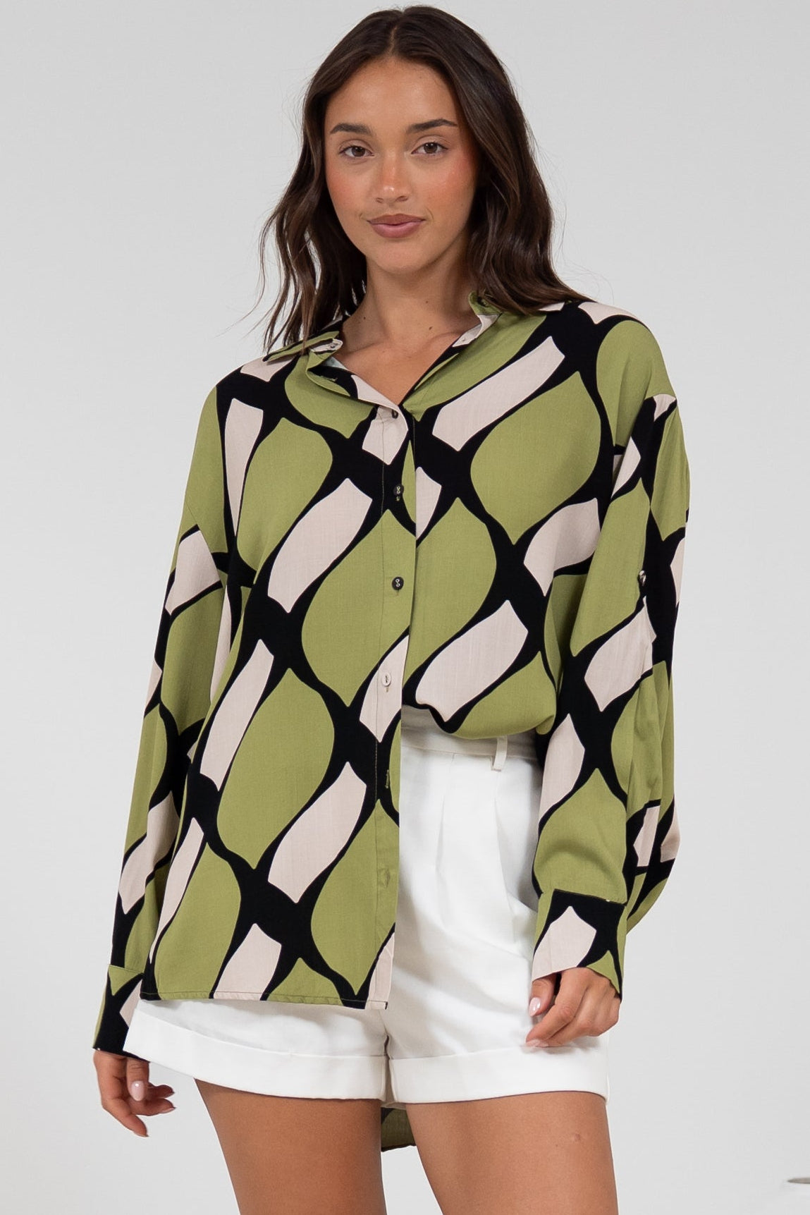 Zev Shirt - Oversized Button Down Shirt in Kennedy Print