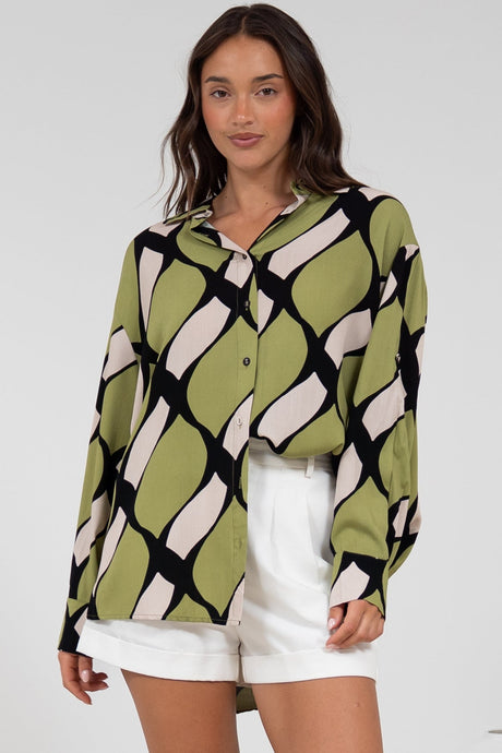 Zev Shirt - Oversized Button Down Shirt in Kennedy Print