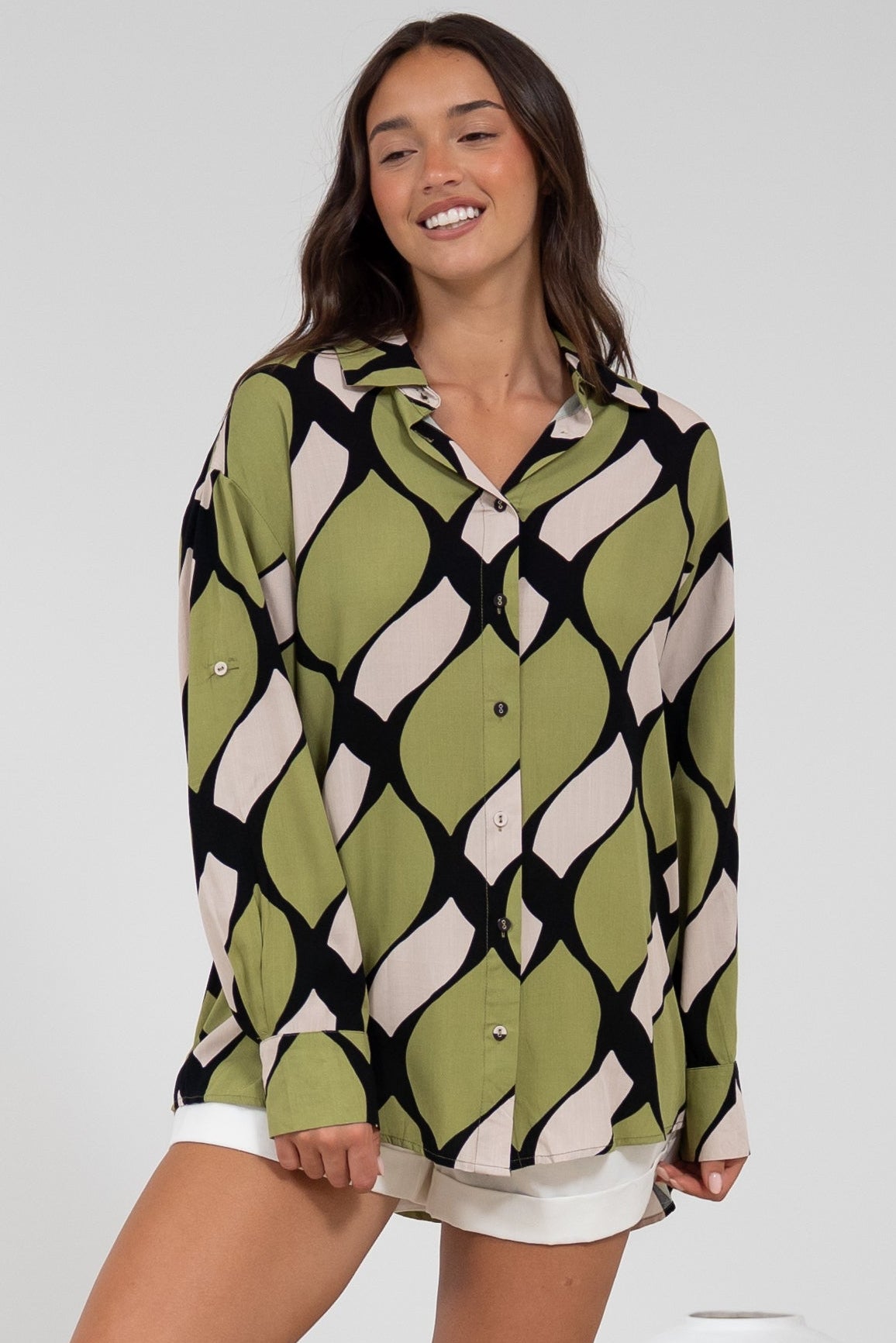 Zev Shirt - Oversized Button Down Shirt in Kennedy Print