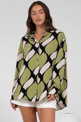Zev Shirt - Oversized Button Down Shirt in Kennedy Print
