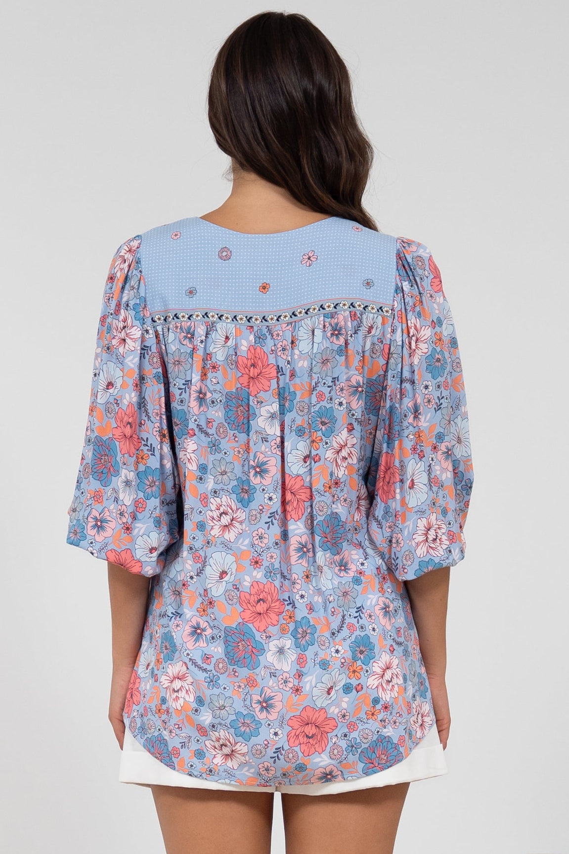 Joelle Top - V Neck High-Low Top in Marlo Print
