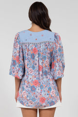 Joelle Top - V Neck High-Low Top in Marlo Print