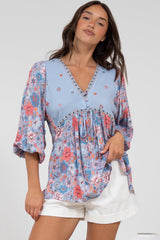 Joelle Top - V Neck High-Low Top in Marlo Print