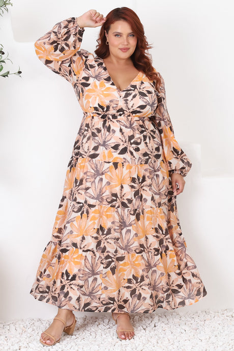 Isla Maxi Dress - V Neck Floral A Line Dress in Santino Print