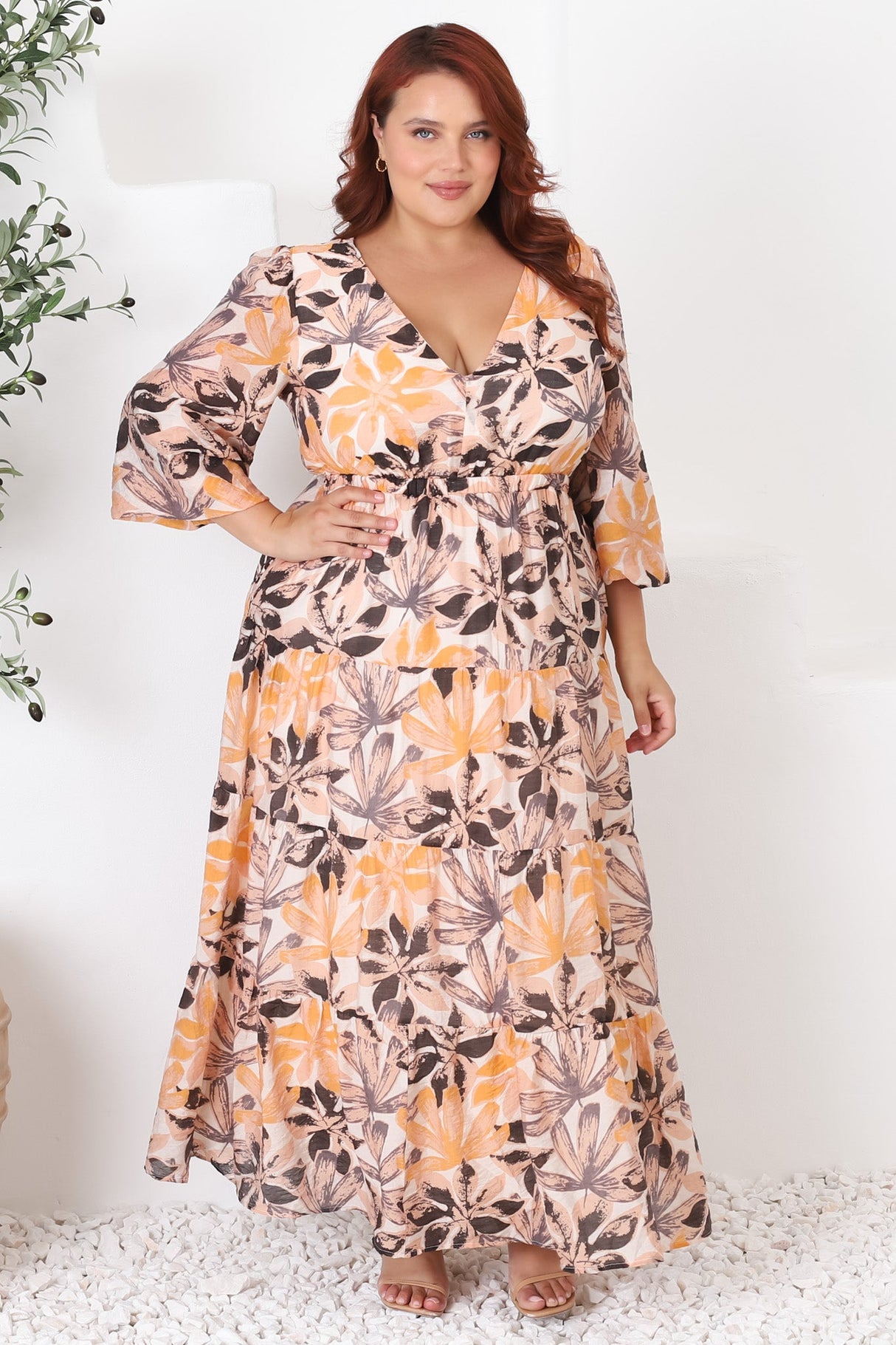 Isla Maxi Dress - V Neck Floral A Line Dress in Santino Print