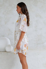 Catalina Mini Dress - Shirt Dress with Bell Sleeves and Rope Belt in Sheree Print