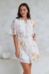 Catalina Mini Dress - Shirt Dress with Bell Sleeves and Rope Belt in Sheree Print