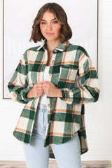 Eaton Shacket - Button Up Plaid Shacket in Green