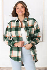 Eaton Shacket - Button Up Plaid Shacket in Green