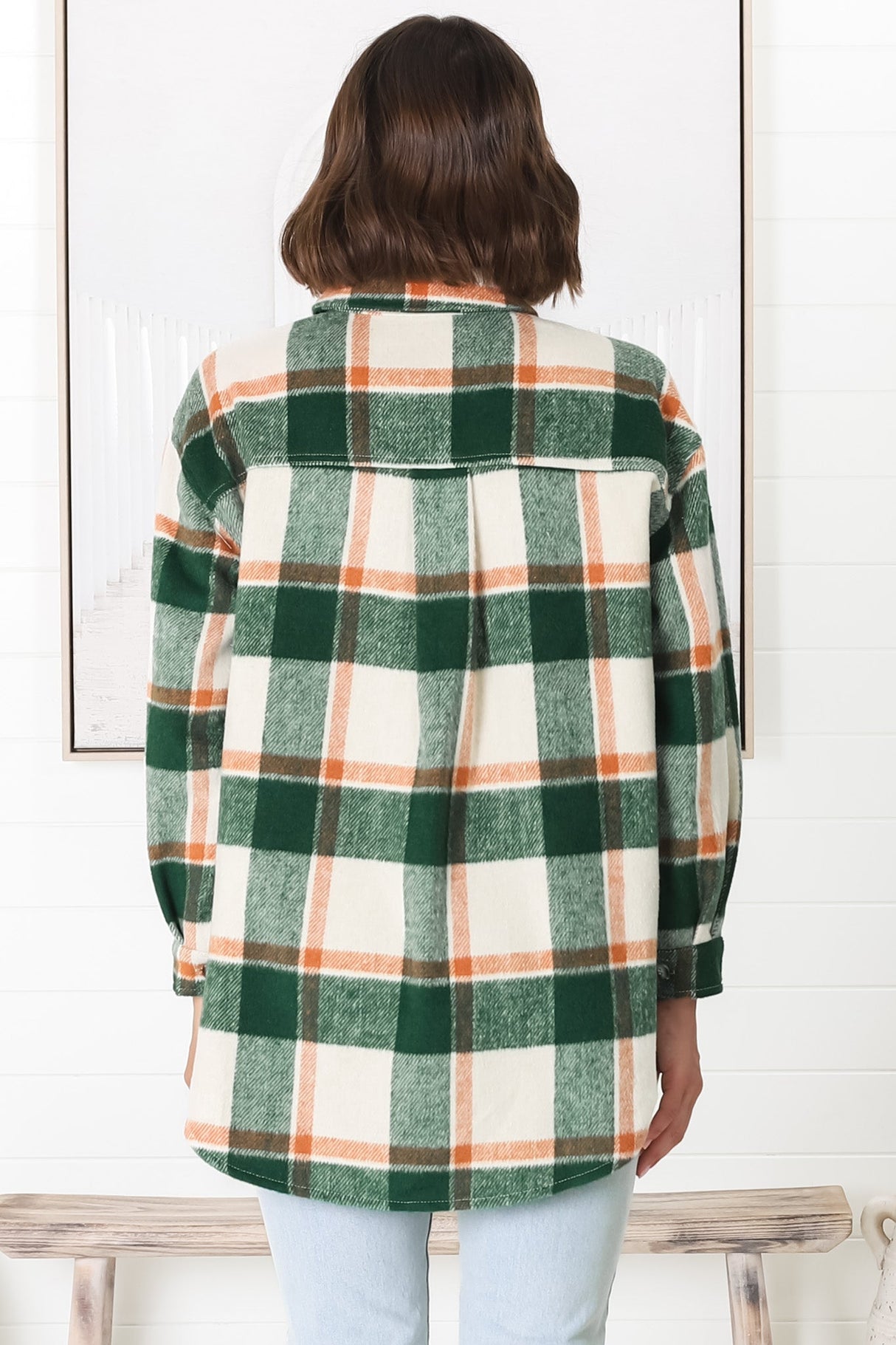 Eaton Shacket - Button Up Plaid Shacket in Green