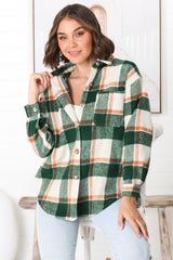 Eaton Shacket - Button Up Plaid Shacket in Green