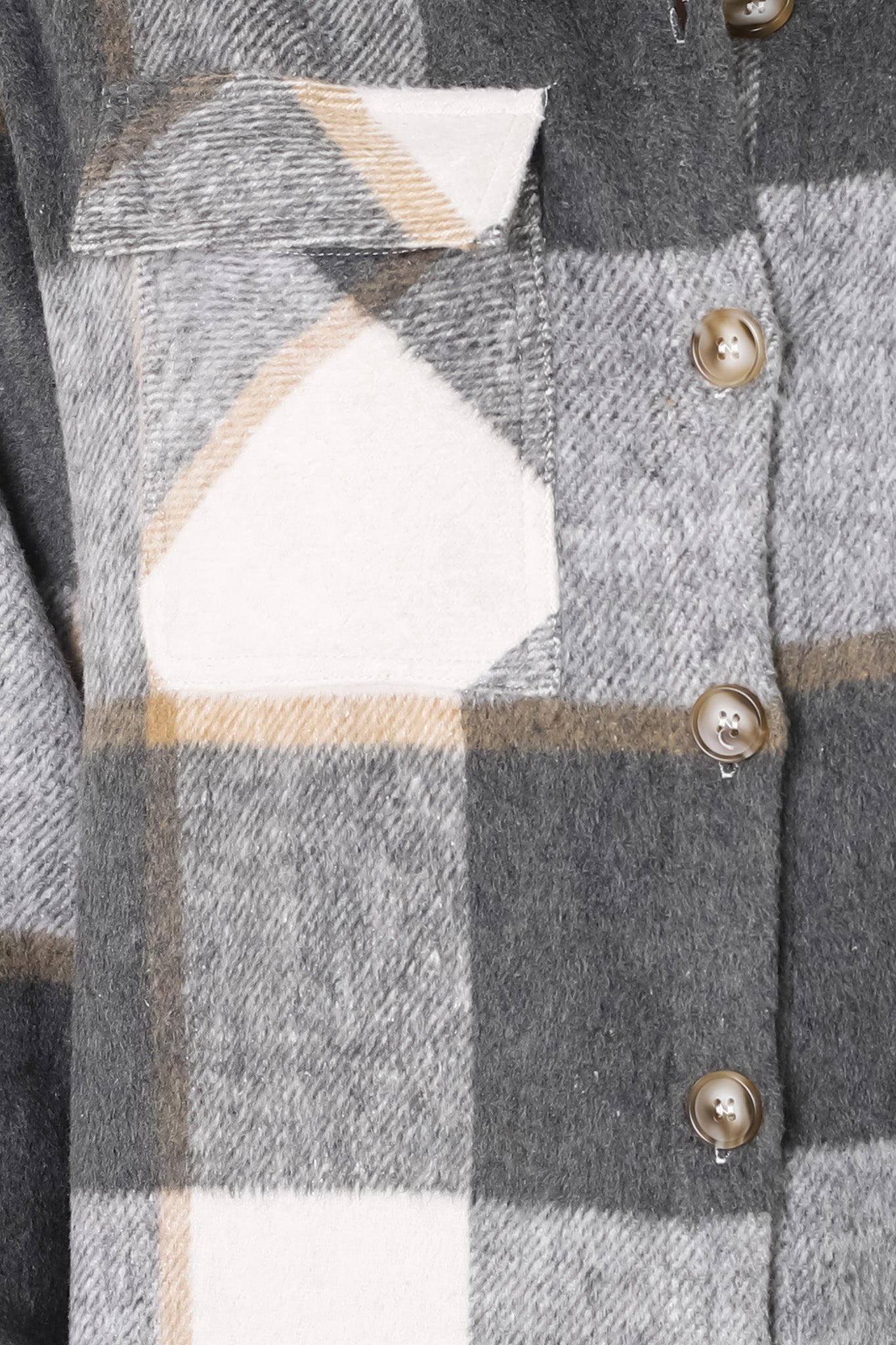 Balta Shacket - Button Up Plaid Shacket in Grey