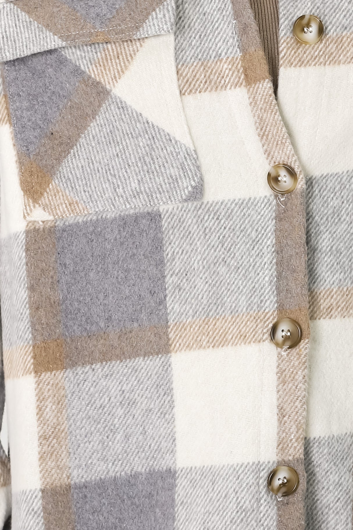 Chara Shacket - Button Up Plaid Shacket in Grey