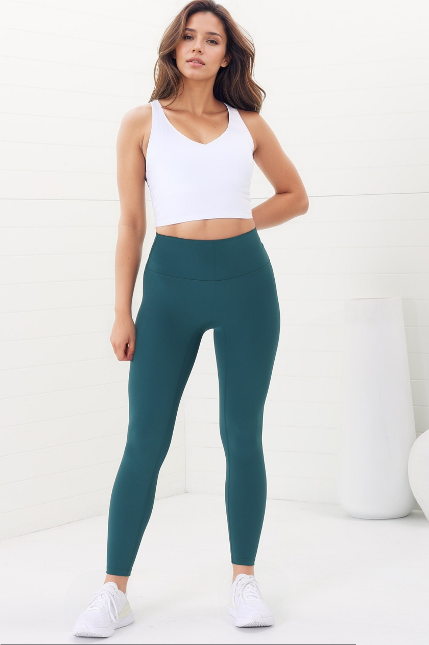 Axel Leggings - High Waisted Full Length Leggings in Teal