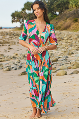 JAASE - Tessa Maxi Dress: A Line Pull Tie Waist Dress in Soiree Print