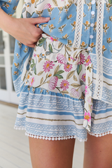 JAASE - Riverside Shorts: Elasticated Waist Button Decal Shorts in Pixie Petals Print