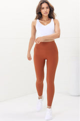 Axel Leggings - High Waisted Full Length Leggings in Tan