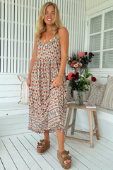 JAASE - Bibi Maxi Dress: Scoop Neck Adjustable Strap Sun Dress in Harlowe Print