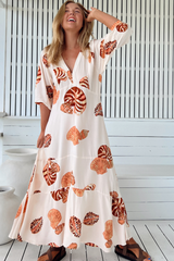 JAASE - Maisie Maxi Dress: Batwing Sleeve Button Down Smock Dress in Marcel Print