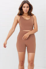 Axel Bike Shorts - Thick Highwaisted Band Bike Shorts in Burnt Orange