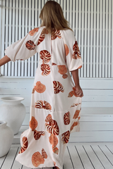 JAASE - Maisie Maxi Dress: Batwing Sleeve Button Down Smock Dress in Marcel Print