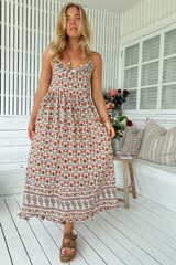 JAASE - Bibi Maxi Dress: Scoop Neck Adjustable Strap Sun Dress in Harlowe Print