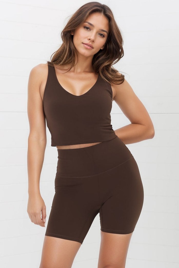 Axel Bike Shorts - Thick Highwaisted Band Bike Shorts in Chestnut