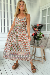 JAASE - Bibi Maxi Dress: Scoop Neck Adjustable Strap Sun Dress in Harlowe Print