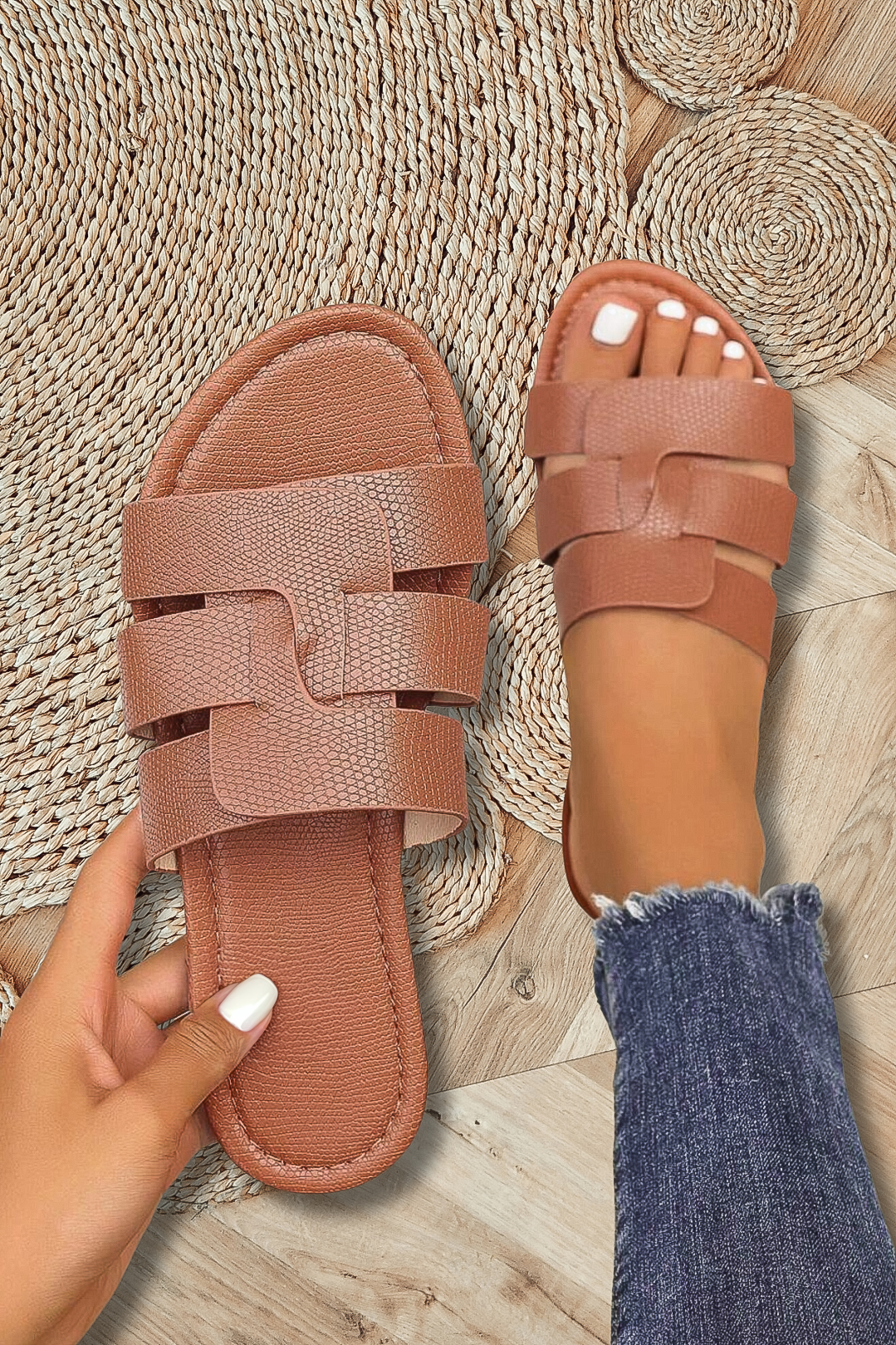 Ash Braided Slides - Brown