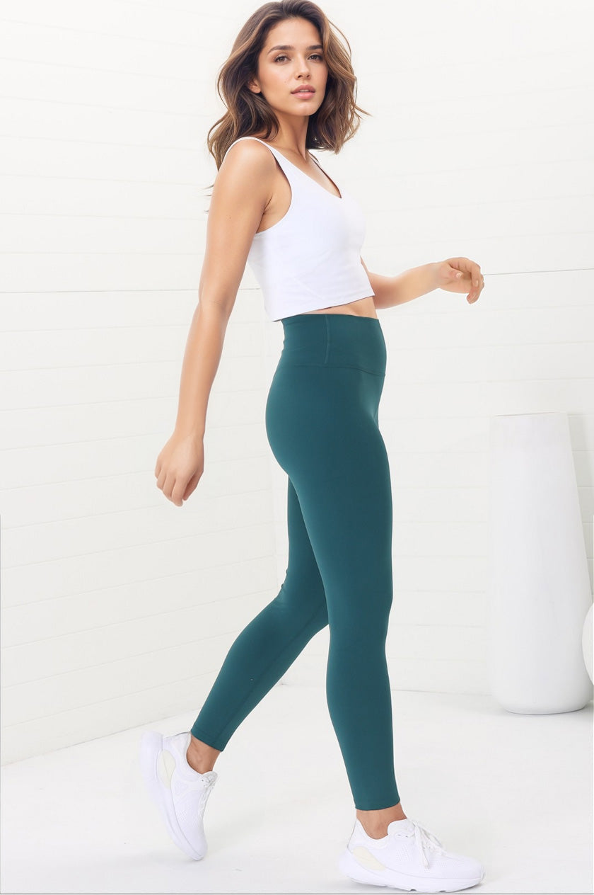 Axel Leggings - High Waisted Full Length Leggings in Teal