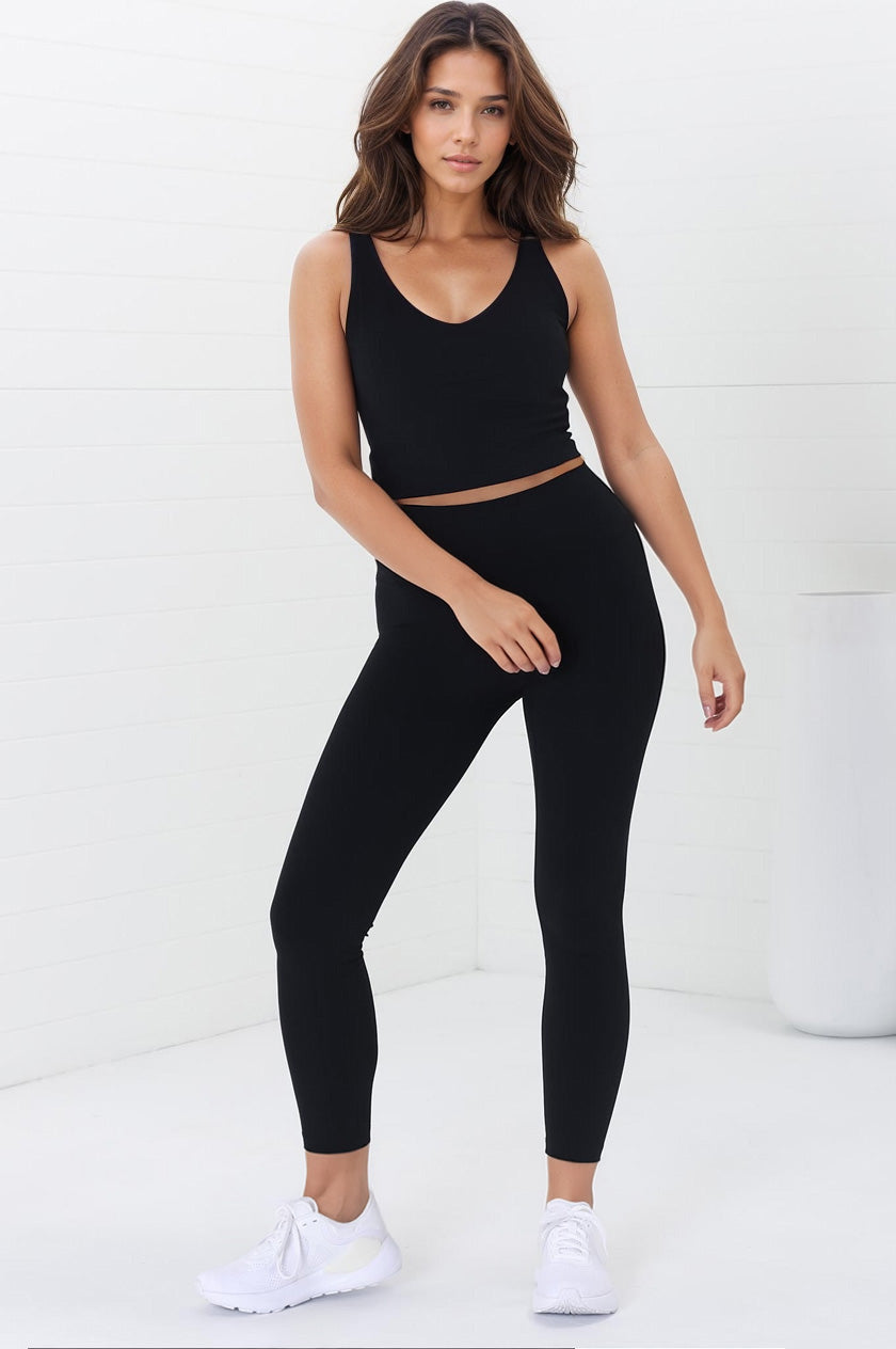 Axel Leggings - High Waisted Full Length Leggings in Black