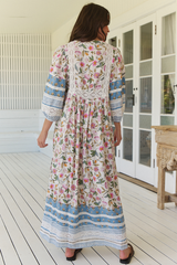 JAASE - Meadow Maxi Dress: Lace Insert Detailed Dress with Side Splits in Pixie Petals Print