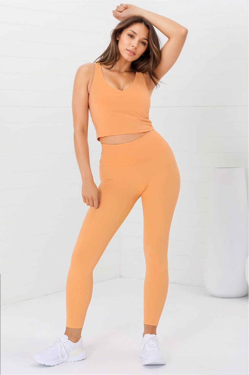 Axel Leggings - High Waisted Full Length Leggings in Boston Orange