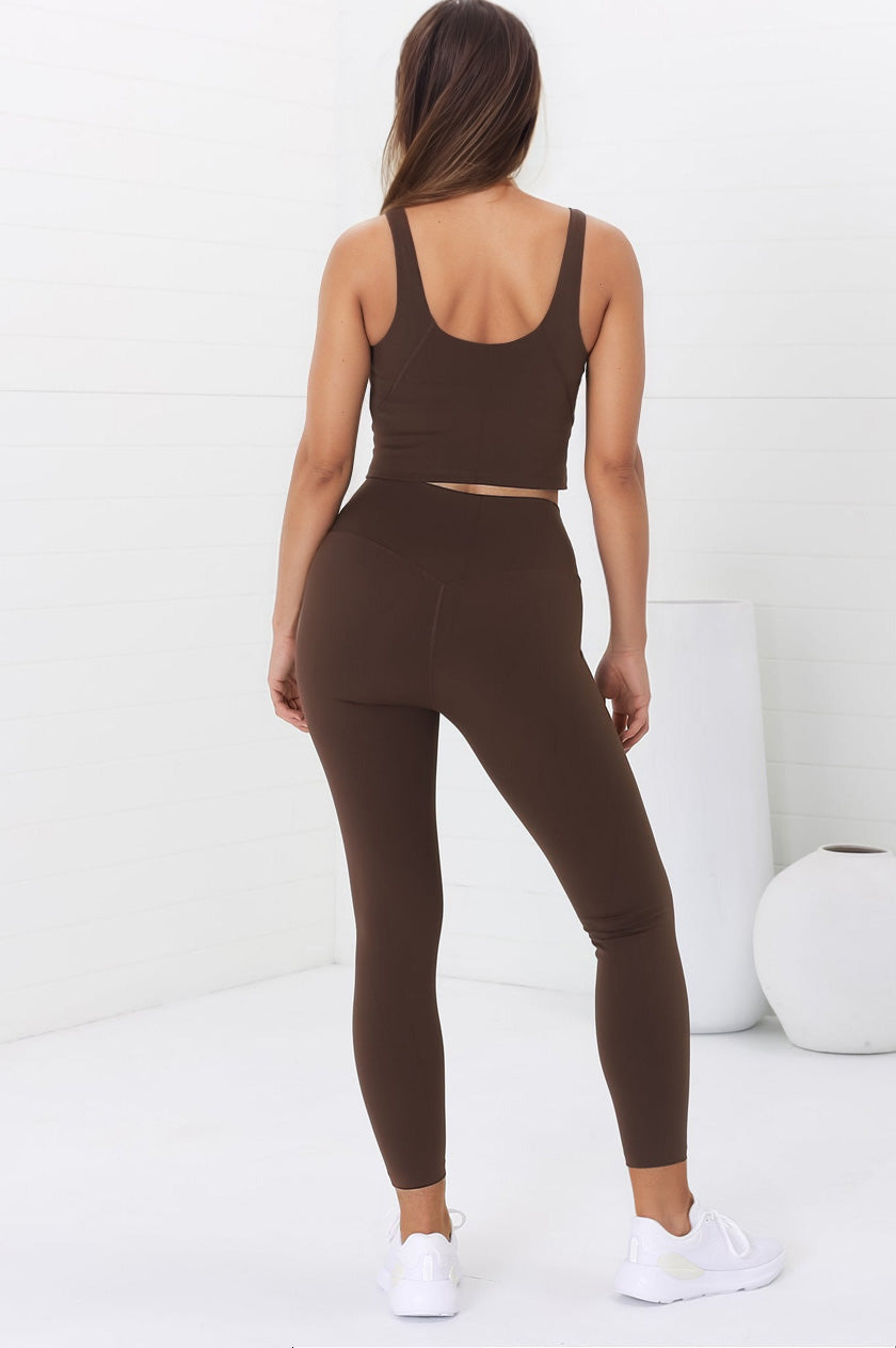 Axel Leggings - High Waisted Full Length Leggings in Chestnut