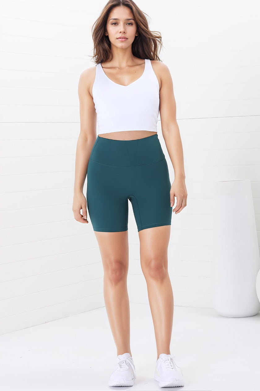 Axel Bike Shorts - Thick Highwaisted Band Bike Shorts in Teal