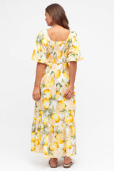 Aadrika Maxi Dress - On Or Off Shoulder Shirred Back in Sicily Print