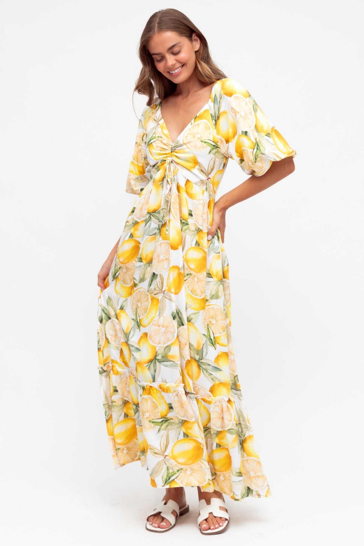 Aadrika Maxi Dress - On Or Off Shoulder Shirred Back in Sicily Print