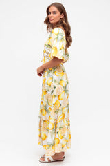 Aadrika Maxi Dress - On Or Off Shoulder Shirred Back in Sicily Print