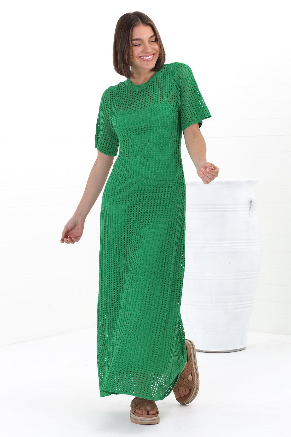 Aanya Knit Maxi Dress - Body Con Dress In Green