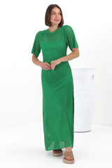 Roberta Maxi Dress - Knit Body Con Dress In Green