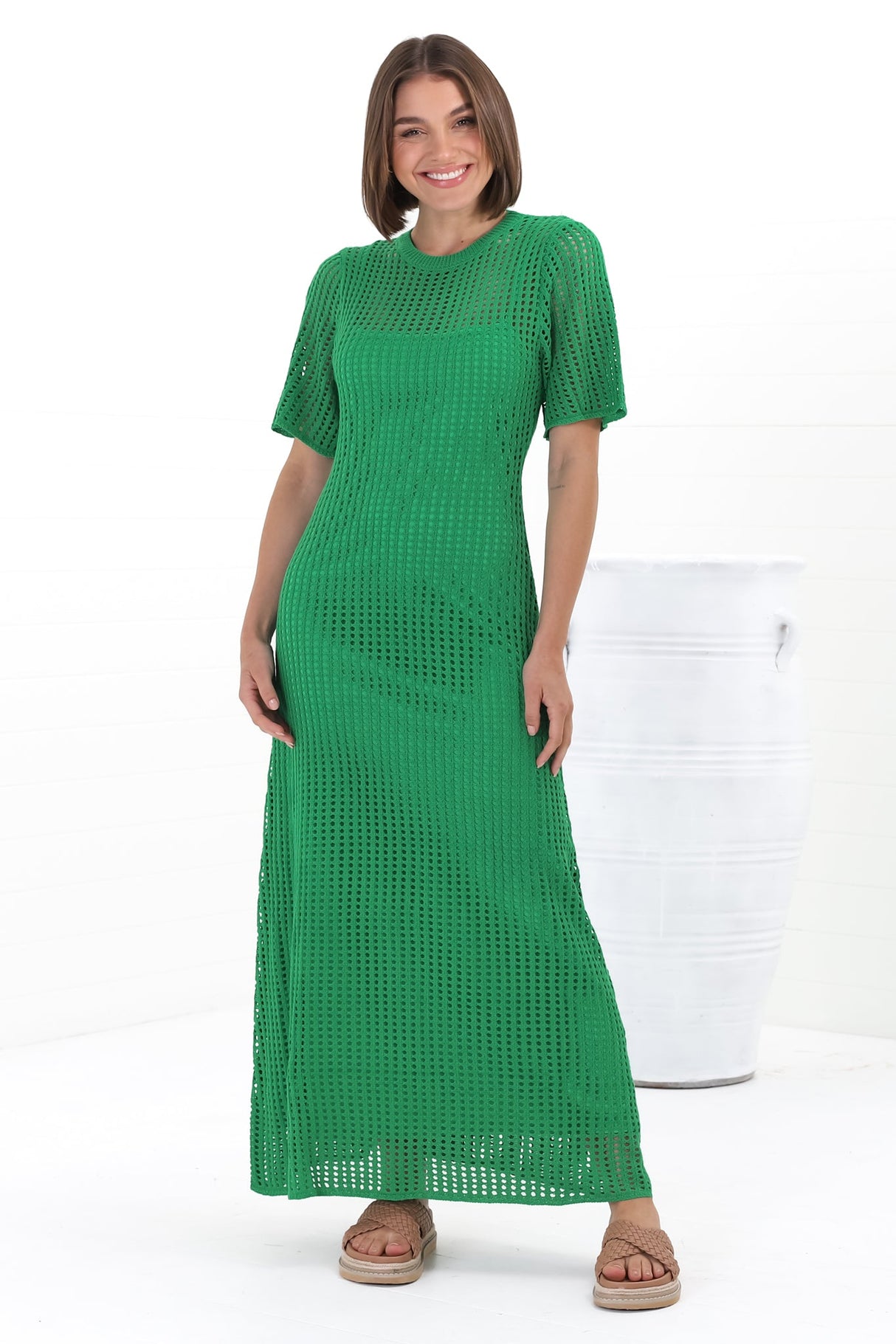 Aanya Knit Maxi Dress - Body Con Dress In Green