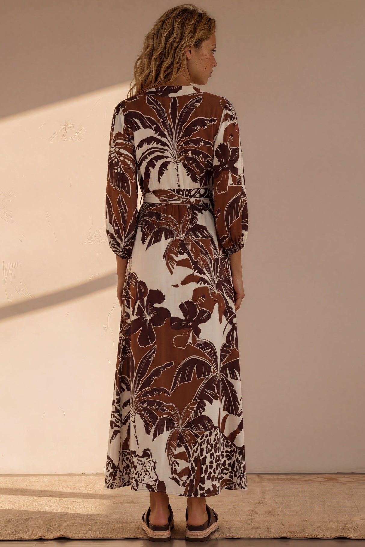 Model wearing Abbey Maxi Dress in Samara Print from Salty Cruh
