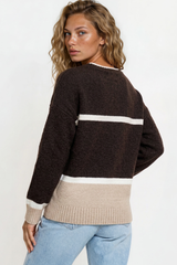 Model wearing Abbot Jumper in Coffee from Salty Crush