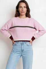 Model wearing Abbot Jumper in Pink from Salty Crush