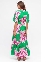 Abha Maxi Dress - Buttoned Bodice A Line Dress in Raine Print