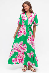 Abha Maxi Dress - Buttoned Bodice A Line Dress in Raine Print