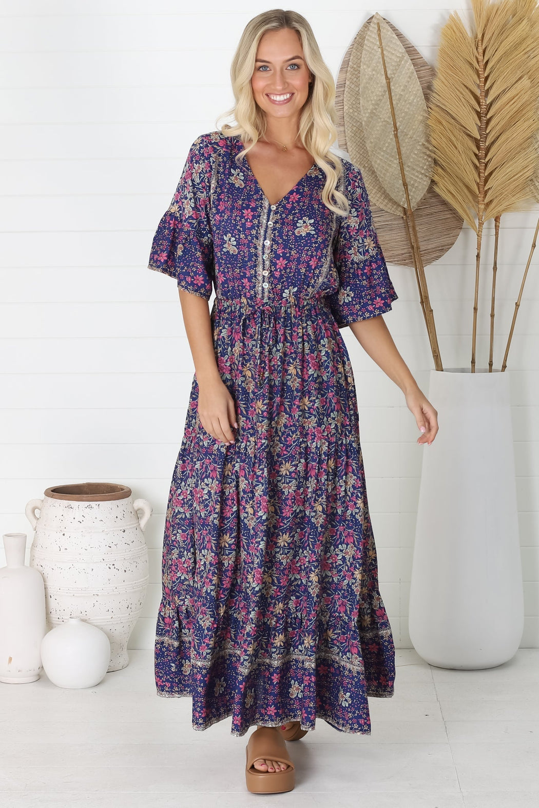 Salty Crush | Abigail - Iris Maxi Dress - Navy | Bohemian Maxi Dress