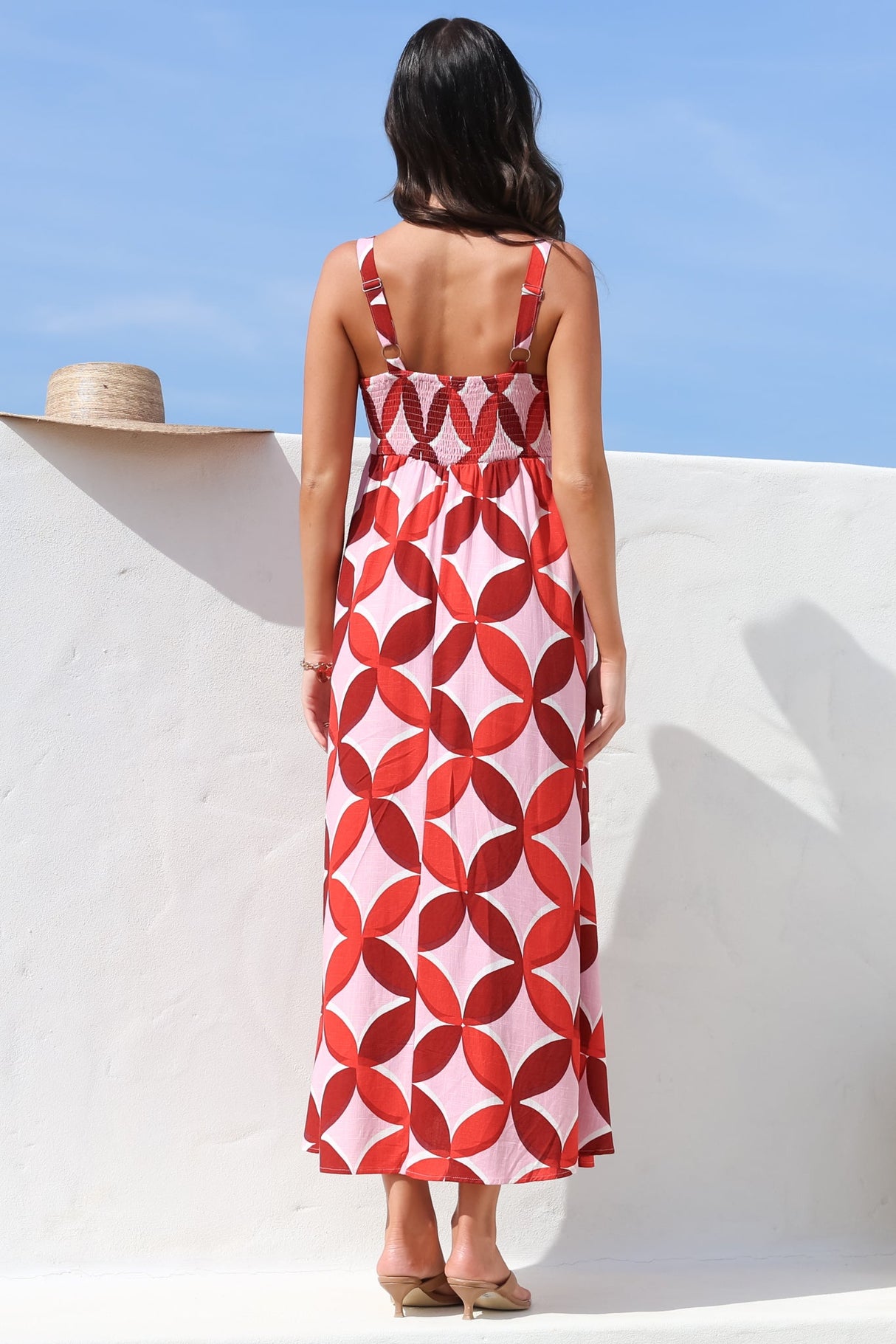 Acacia Maxi Dress - Square Neckline Thick Adjustable Strap Sun Dress in Bambina Print