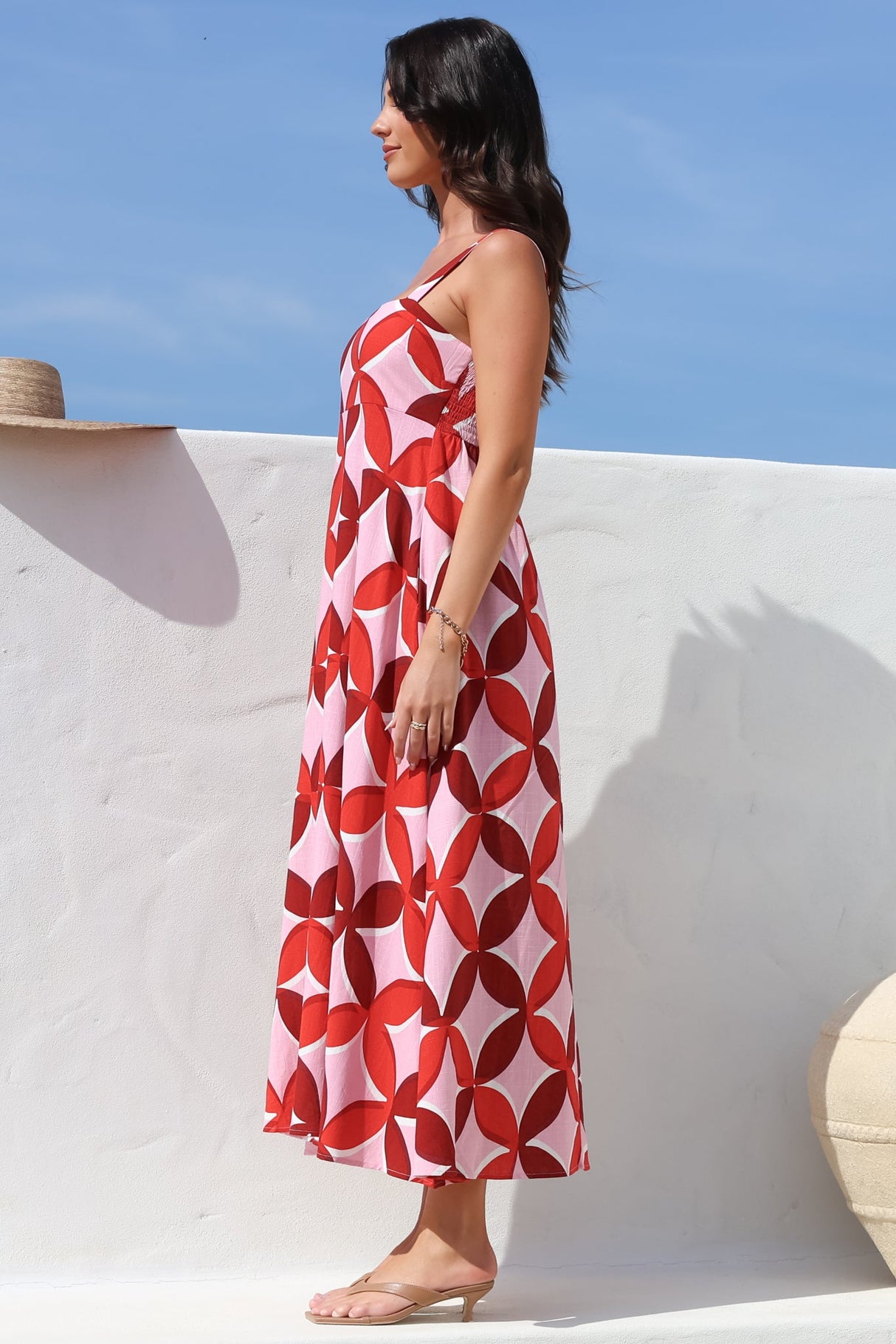 Acacia Maxi Dress - Square Neckline Thick Adjustable Strap Sun Dress in Bambina Print