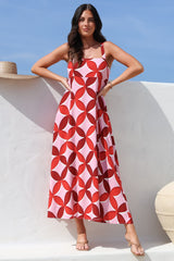 Acacia Maxi Dress - Square Neckline Thick Adjustable Strap Sun Dress in Bambina Print